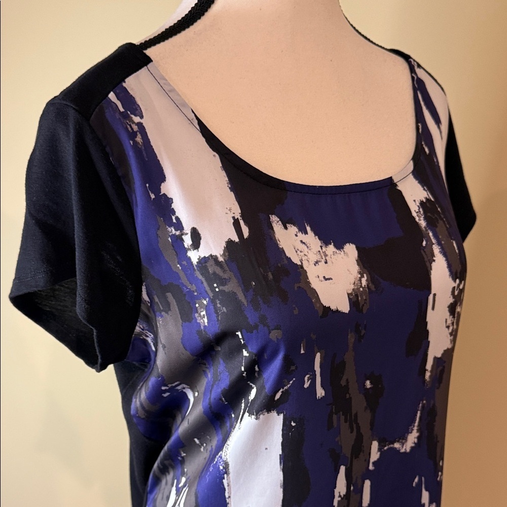 Ricki's Blouse, Abstract Blue and Black, Women's Top Size M - Picture 2 of 9